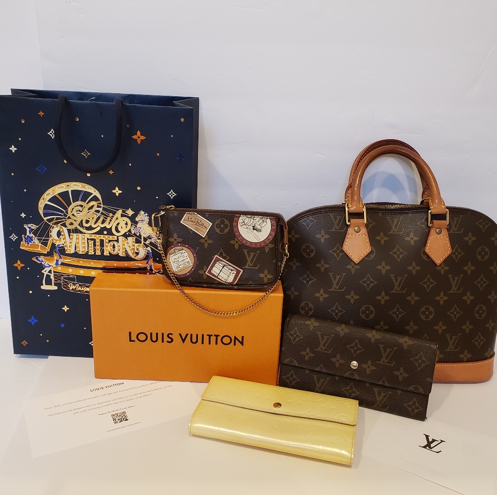 100% Authentic LOUIS VUITTON Vintage Handbag,  Ltd Ed Pochette & Wallet Bundle